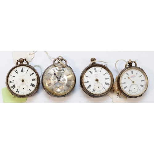 148 - Four silver cased pocket watches, spares or repair