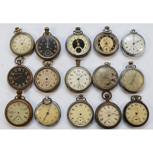 151 - Fifteen various base metal pocket watches, spares or repair.