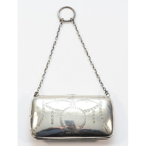 274 - A silver purse, Chester 1917, fitted interior, 19 x 5cm, 73gm