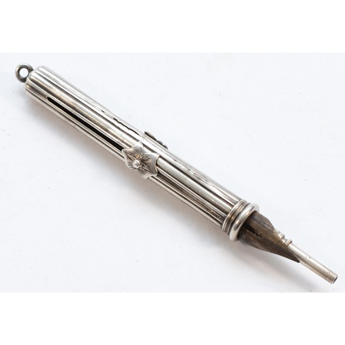 334 - Mordan & Co., an unmarked silver propelling pen/pencil, split seam, 5.5cm