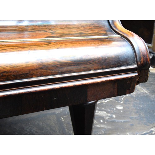 76 - A rosewood baby grand piano, John Broadwood, 128cm x201cm