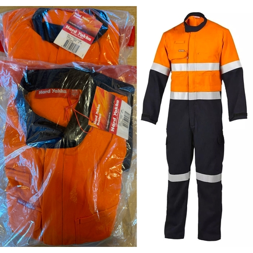 22 - 2 x Size 34R 87R Hard Yakka Tecasafe Flame Retardant Coveralls.