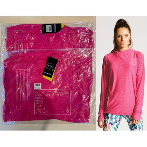 2 x Size 8 Dare2B Lightweight Hoodies. Moisture wicking. Antibacterial odour absorbing. Quick Drying. Pink