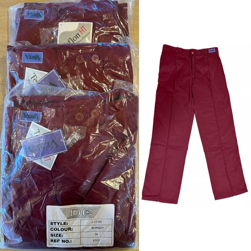 77 - x3 size 34 Vespa work trousers burgundy