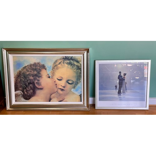 101 - A large modern gilt framed print 'Kissing Cherubs' 122x92cm, together with a Jack Vettriano framed p... 