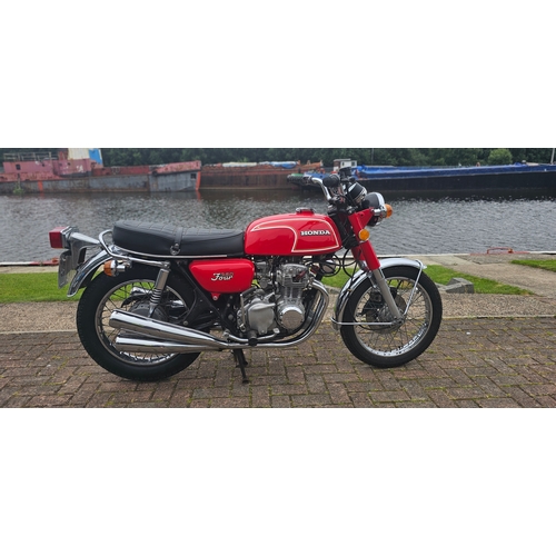 1973 Honda 350 Four, 400cc. Registration number WWE 410L. Frame number CB350 1021285. Engine number CB350FE 1034993.
Sold with the V5C.
In 1972 Honda released the CB350 Four, aka ‘CB350F,’ its 347cc four-cylinder engine was actually the smallest production 4-cylinder engine in the world at that time, it redlined at 10,000 RPM. Like its bigger brothers, the Honda CB350 Four had a front disc brake and electric starter.
The engine was incredibly smooth, but only made 34 hp and couldn't go 100 mph, despite a 394-lb curb weight. In contrast, the 326cc two-cylinder Honda CB350, aka ‘CB350K,’ made about the same power, was 136 pounds lighter, which made it quicker. Plus, it was cheaper to run and service.
WWE has had a full engine rebuild with 400cc pistons, done by Howard Greggory who was the mechanic for Kenny Roberts for over 20 years. It has also had 2 new tyres and a new battery.