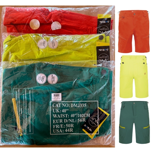 9A - 3x Size 40 Dare2B Active Water Repellent shorts 1 x green 1 x orange 1 x lime