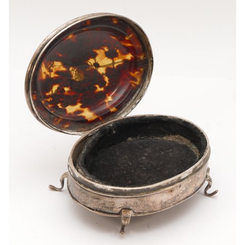 27 - A silver and tortoiseshell trinket box, by William Comyns, London 1910, cracked lid, 11 x 8cm