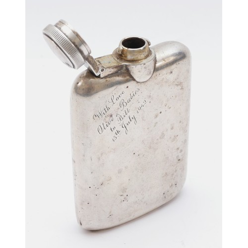 31 - An Indian silver hipflask, by Warner Brothers of Delhi, bayonet fitting, inscribed 