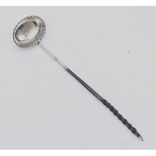 50 - A George III silver and twisted whalebone toddy ladle, London 1769, 32cm