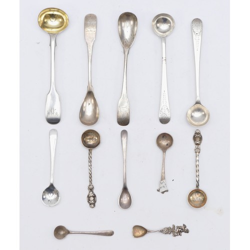 55 - A collection of Georgian and later condiment spoons, 85gm