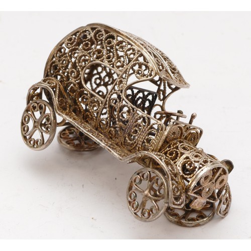 70 - A 925 silver filigree model of a motor car, length 6.5cm, 41gm