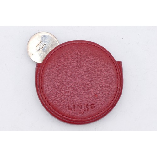 94 - Links of London, a silver double sided hand bag mirror, Edinburgh 2006, diameter 58mm, leather case