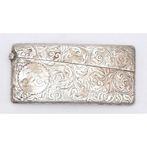 100 - An Edwardian silver arched card case, Birmingham 1901, 8cm, 44gm