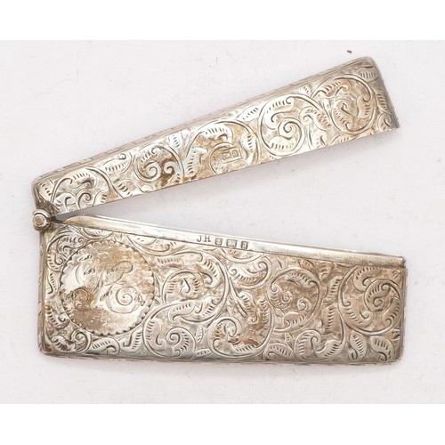 100 - An Edwardian silver arched card case, Birmingham 1901, 8cm, 44gm