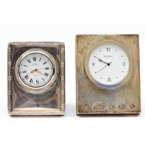 103 - A silver mounted quartz desk clock, Sheffield 2000, Millennium hallmark, 7 x 5.5cm and another 7 x 5... 