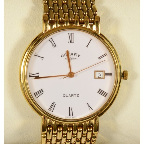 118 - Rotary, a gold plated quartz date gentleman's wristwatch, model 4835/1, c.1996, guarantee, booklet, ... 