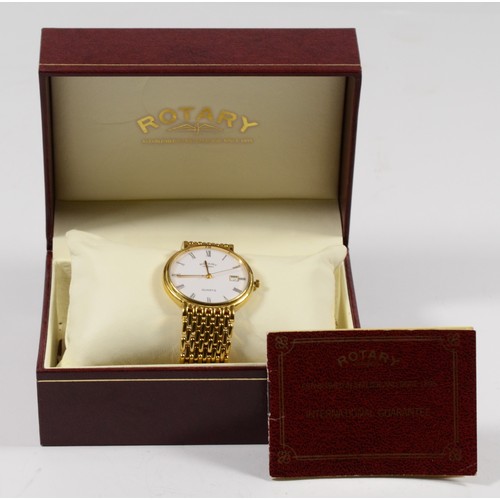 118 - Rotary, a gold plated quartz date gentleman's wristwatch, model 4835/1, c.1996, guarantee, booklet, ... 