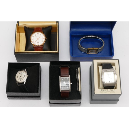 123 - Ted Baker (2), Roamer, Rotary and Kenneth Cole, five quartz fashion wristwatches (5)