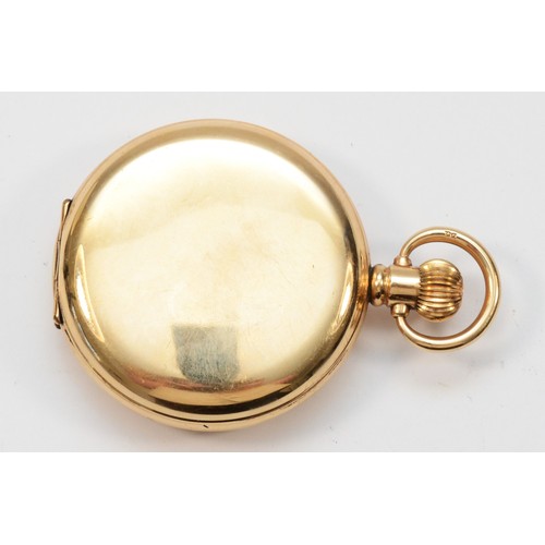 133 - A gold plated keyless wind full hunter pocket watch, 15 jewel 3 adjustment cal 529 movement, present... 