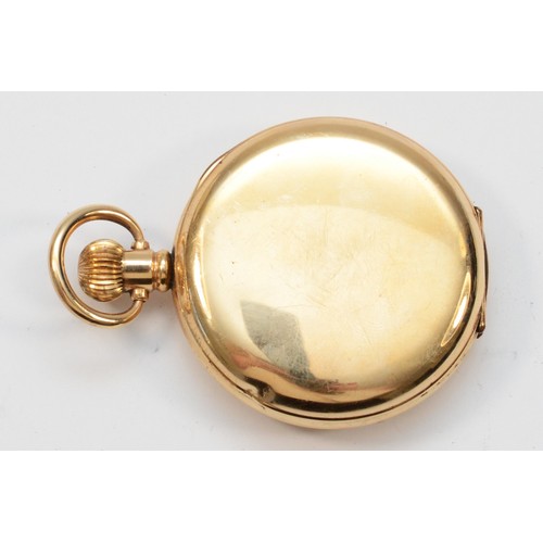 133 - A gold plated keyless wind full hunter pocket watch, 15 jewel 3 adjustment cal 529 movement, present... 