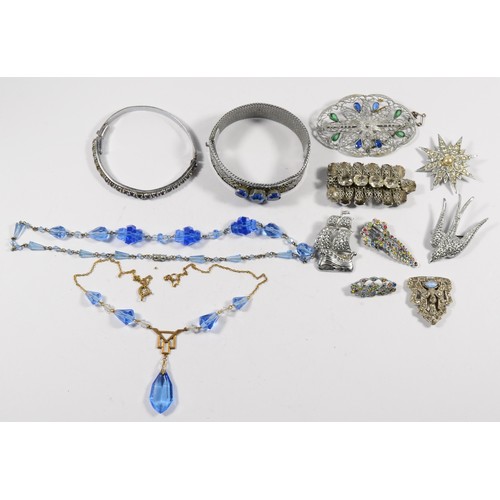 150 - A collection of Art Deco and later costume jewellery