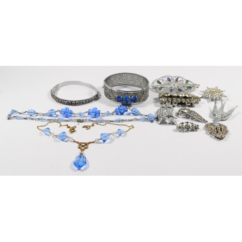 150 - A collection of Art Deco and later costume jewellery