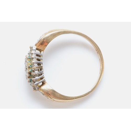 238 - A 9ct gold diamond cluster ring, J, 1.8g