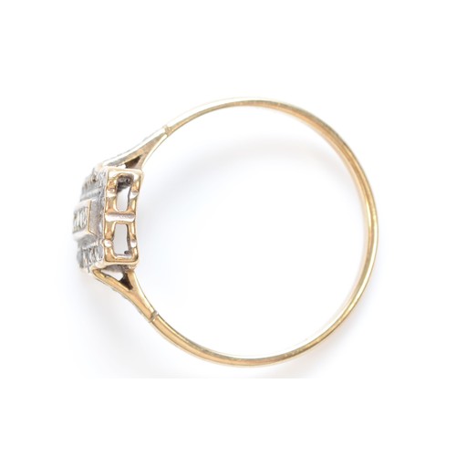 263 - A 9ct gold vintage diamond dress ring, O 1/2, 1.8g