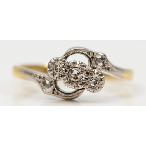 294 - An 18ct gold and platinum vintage single cut diamond dress ring, O 1/2, 3g