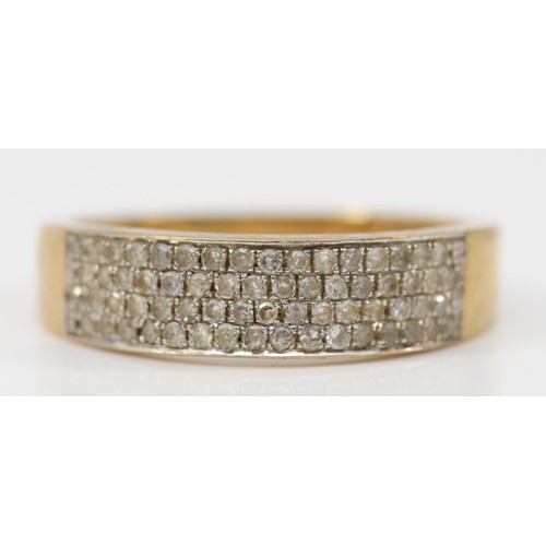 337 - A 9ct gold diamond half eternity ring, P, 2.1g