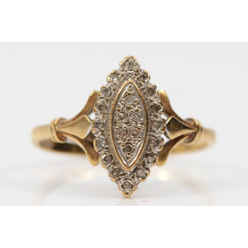 607 - A 9ct gold vintage diamond dress ring, Birmingham, O, 2.3g