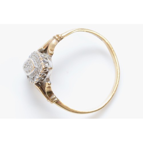 607 - A 9ct gold vintage diamond dress ring, Birmingham, O, 2.3g