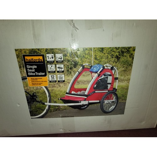 14 - An Halfords child's bike/buggy trailer (boxed as new) together with a John Lewis wicker picnic hampe... 