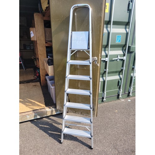 29 - Aluminium step ladder, metal took box containing various sockets and drill pieces, plastic box conta... 