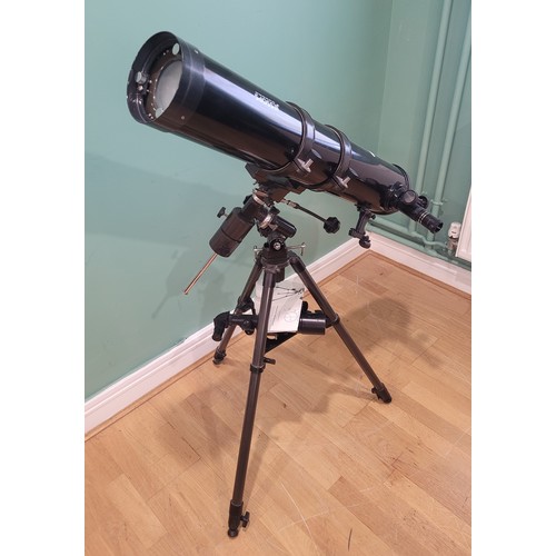 22 - A Jessops refractor telescope, model TA900-114EQ, mounted on adjustable tripod, with Protocol lens/e... 