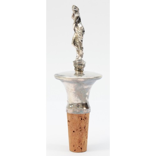 16 - A silver bottle stopper, Sheffield 1998, depicting a scantily clad lady, overall height 13.5cm