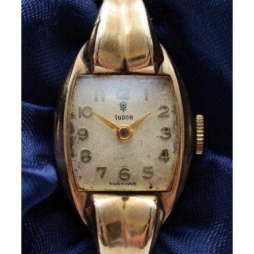 45 - Tudor, a 9ct rose gold manual wind ladies wristwatch, Chester 1952, 17 jewel Tudor movement to a 9ct... 