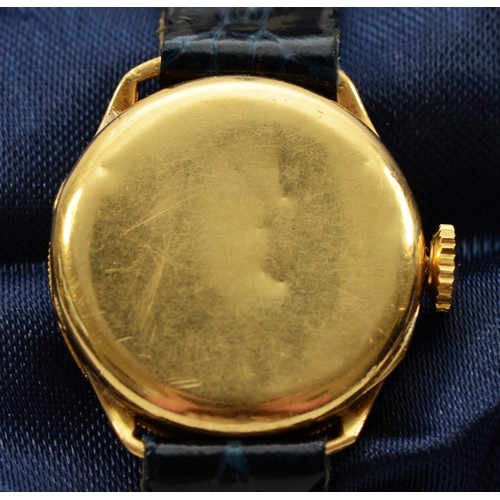 46 - Buren, an 18ct gold manual wind ladies wristwatch, London import 1927, with white gold engraved beze... 