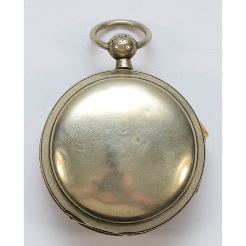 52 - Charles Cabrier, London, an 18th century white metal painted dial pocket watch, the fusee movement s... 