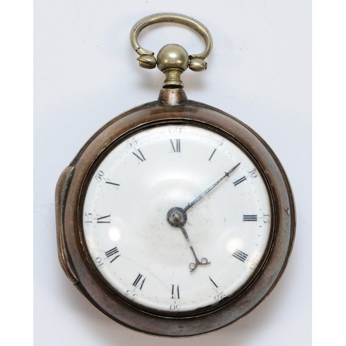 53 - Alex Crawford, Scarborough, a George III silver pair cased fusee pocket watch, London 1791, white en... 