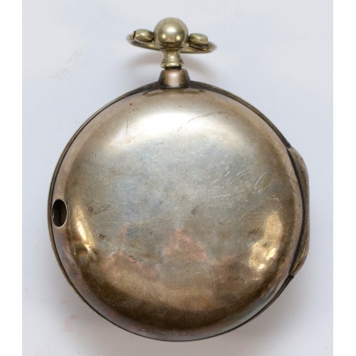 53 - Alex Crawford, Scarborough, a George III silver pair cased fusee pocket watch, London 1791, white en... 