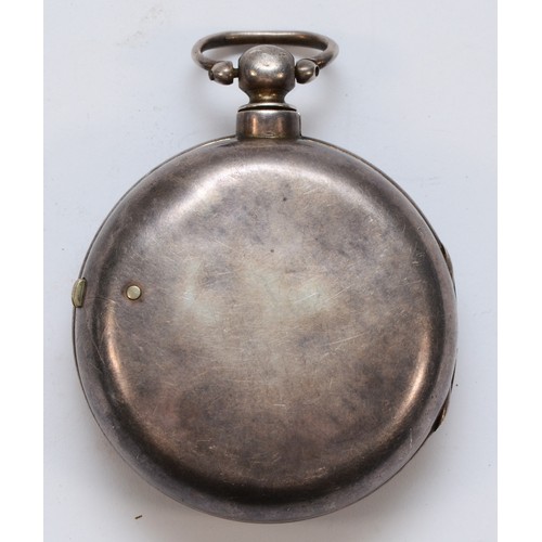 55 - J.W. Gantlett, Calne, a Victorian silver pair cased verge fusee pocket watch, London 1851, white ena... 