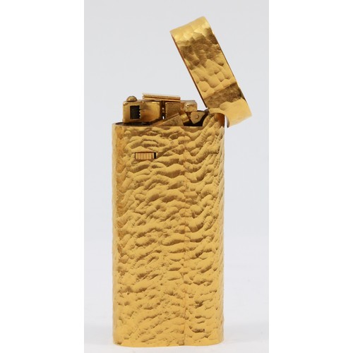 57 - Dunhill, a gold plated bark finish rollagas S lighter, serial number D61241, apparently unused, with... 