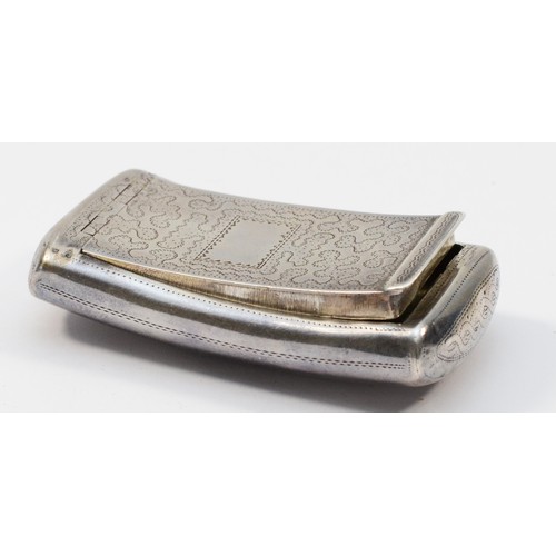 40 - A George IV silver arched snuff box, by William Sumner, Birmingham 1829, with wrigglework engraved d... 