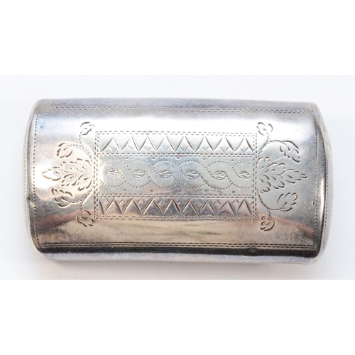 40 - A George IV silver arched snuff box, by William Sumner, Birmingham 1829, with wrigglework engraved d... 