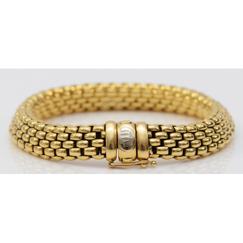 72 - FOPE, an 18ct gold flexible brick link bracelet, Birmingham 2009, 18cm, 30gm