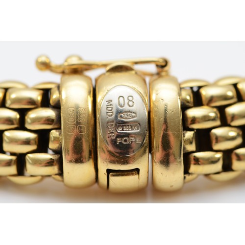 72 - FOPE, an 18ct gold flexible brick link bracelet, Birmingham 2009, 18cm, 30gm