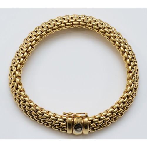 72 - FOPE, an 18ct gold flexible brick link bracelet, Birmingham 2009, 18cm, 30gm