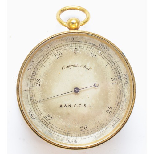 374 - A Victorian brass pocket aneroid barometer, by A & N C.O.S.L. (Army and Navy Co-Operative Society Lt... 